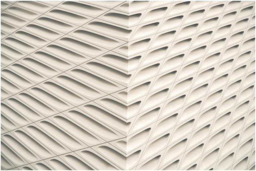 Symmetrical architectural facade with a modern geo