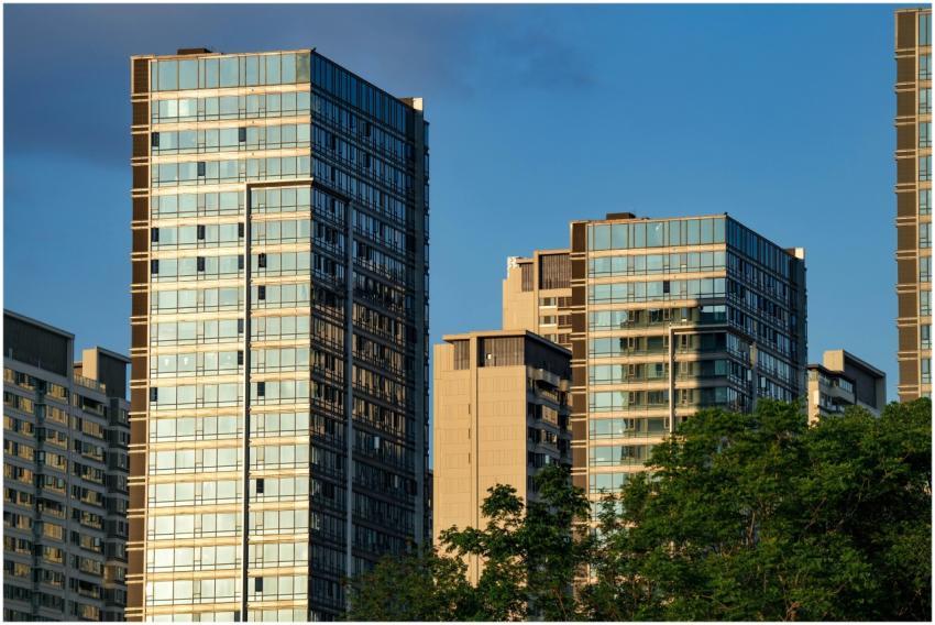 Contemporary high-rise buildings with glass facade