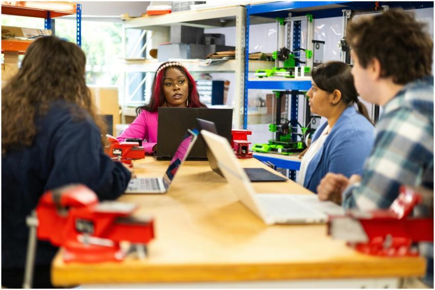 Diverse group of students engaged in a collaborati