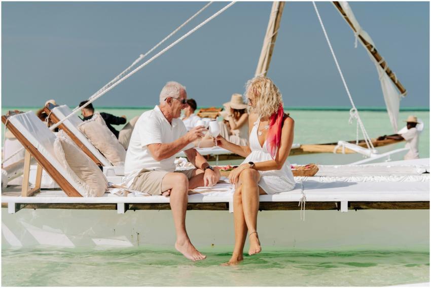 Elderly couple enjoying a serene boat ride on the