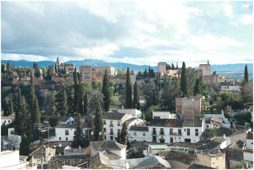 Breathtaking vista of Alhambra palace overlooking