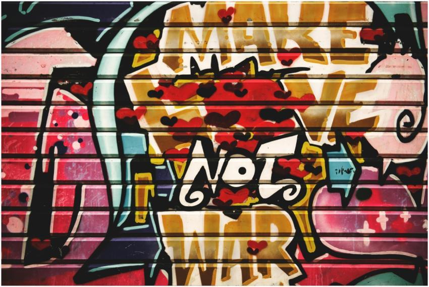 Colorful street art mural in Jerusalem promoting p