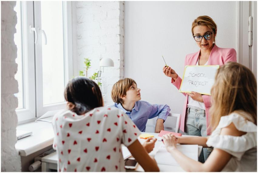 A teacher engaging with students in a classroom se