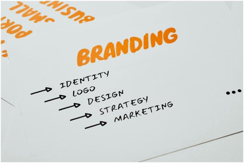 Close-up of a paper with branding, identity, desig