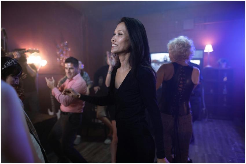 Energetic adults enjoying a lively night out at a