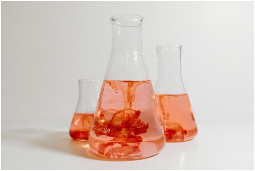 Red liquid experiments with Erlenmeyer flasks in a