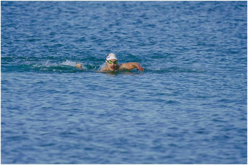 Athlete swimming in open sea near Kuşadası, Türkiy