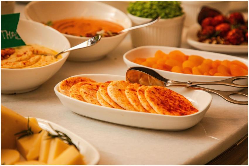 A variety of appetizing artisan dishes elegantly a