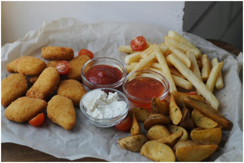 A tempting spread of nuggets, fries, and wedges wi