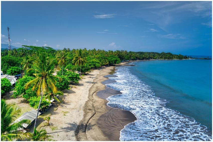 A stunning aerial view of a tropical beach in Bant