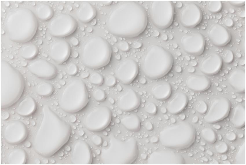 Close-up of abstract white water droplets on a smo