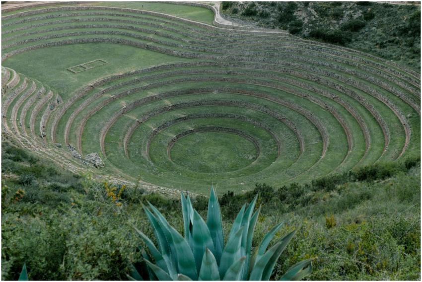 Aerial view of ancient Incan agricultural terraces