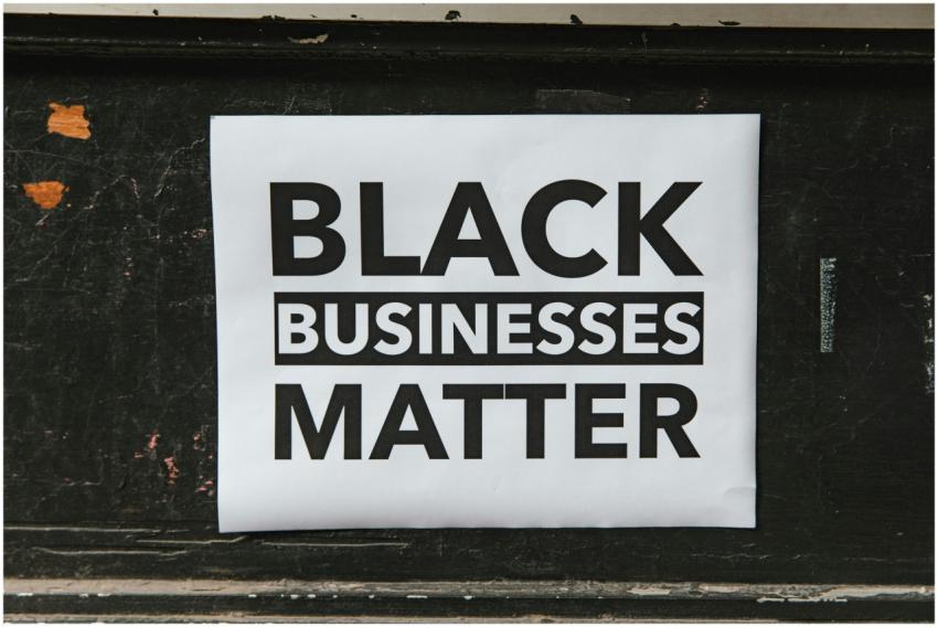 A poster advocating support for Black-owned busine