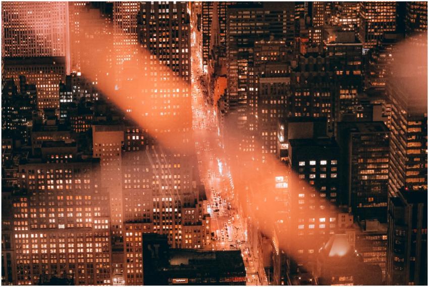 A breathtaking aerial shot of New York City's skys