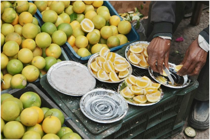Fresh Lemons Being Sliced