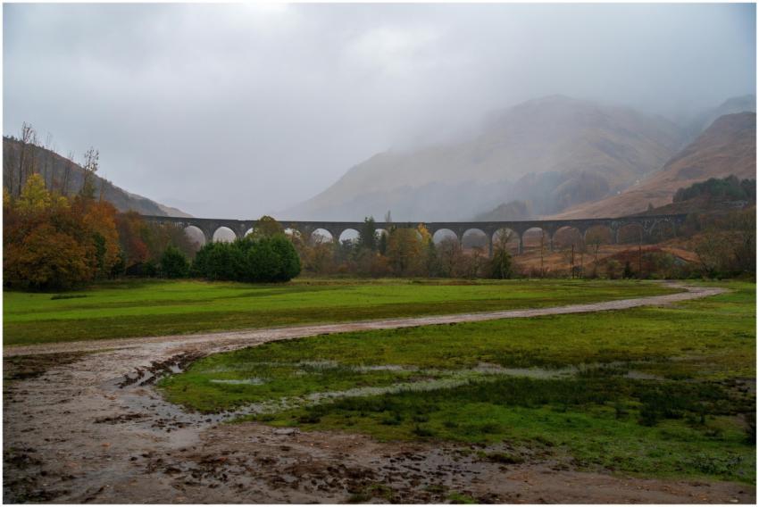 A misty autumn view of the iconic Glenfinnan Viadu
