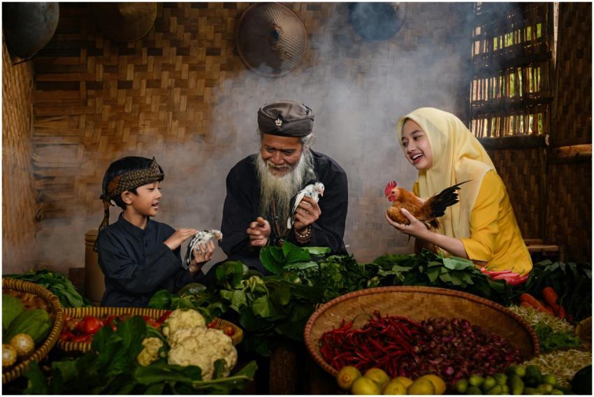 Family enjoying time together with fresh vegetable
