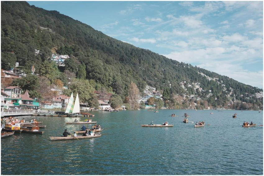 Serene Boating Scene Mountain