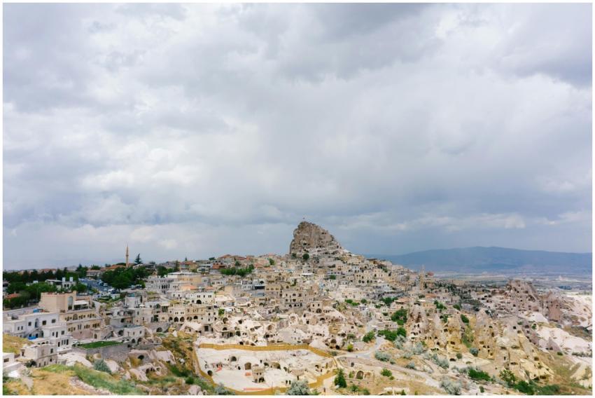 A scenic aerial view of the historic Uchisar Castl
