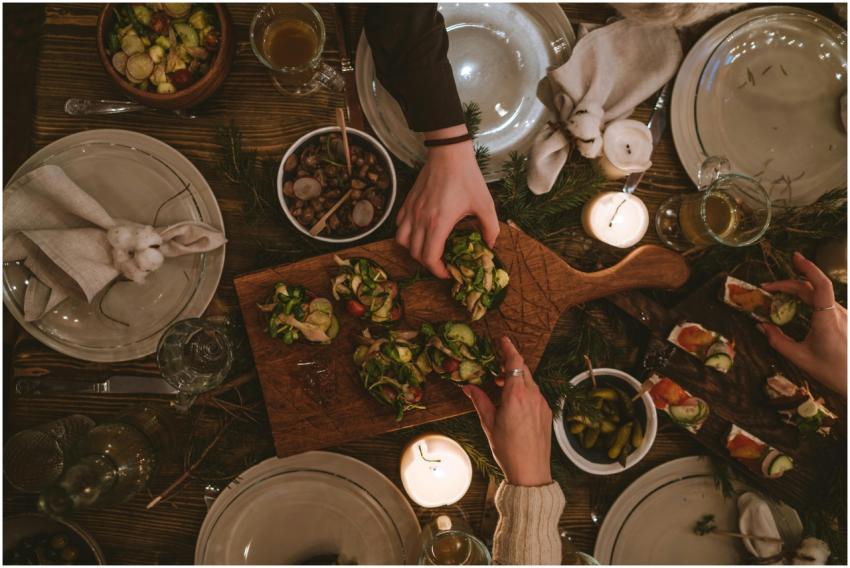 Warm and inviting holiday table with festive decor