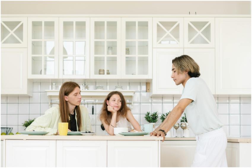 A relaxed morning scene with friends enjoying coff