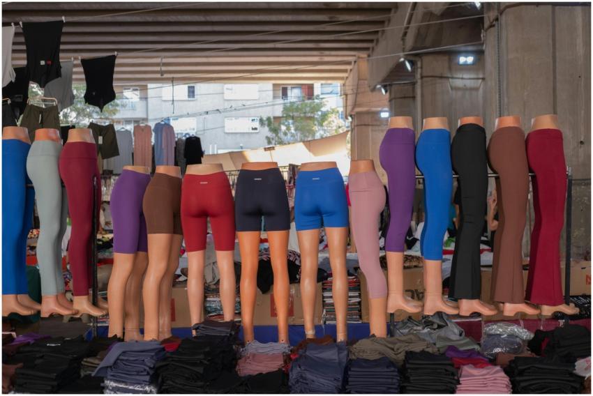 Under a bridge in Bornova, mannequin legs showcase