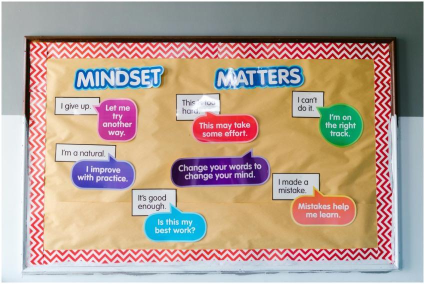 Colorful educational bulletin board with positive