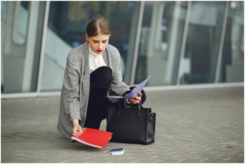 Distracted female manager in trendy wear collectin