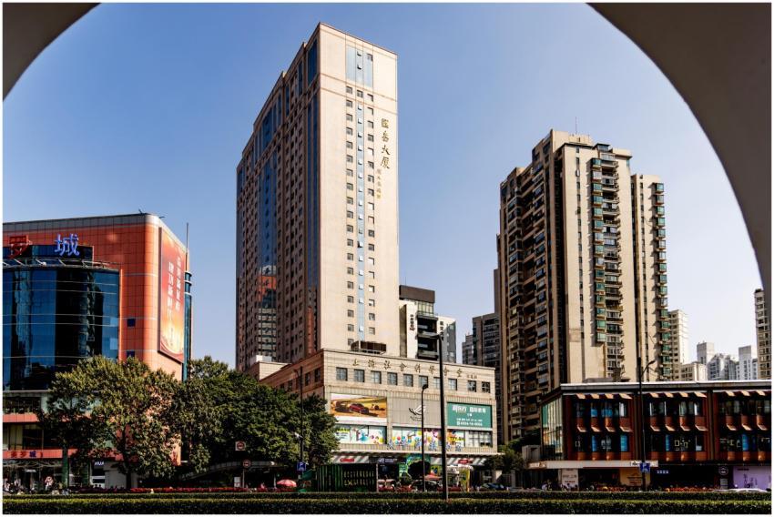 Contemporary urban scene featuring high-rise build