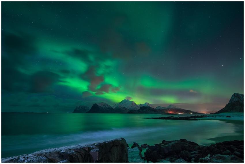 Mesmerizing view of Northern Lights illuminating t