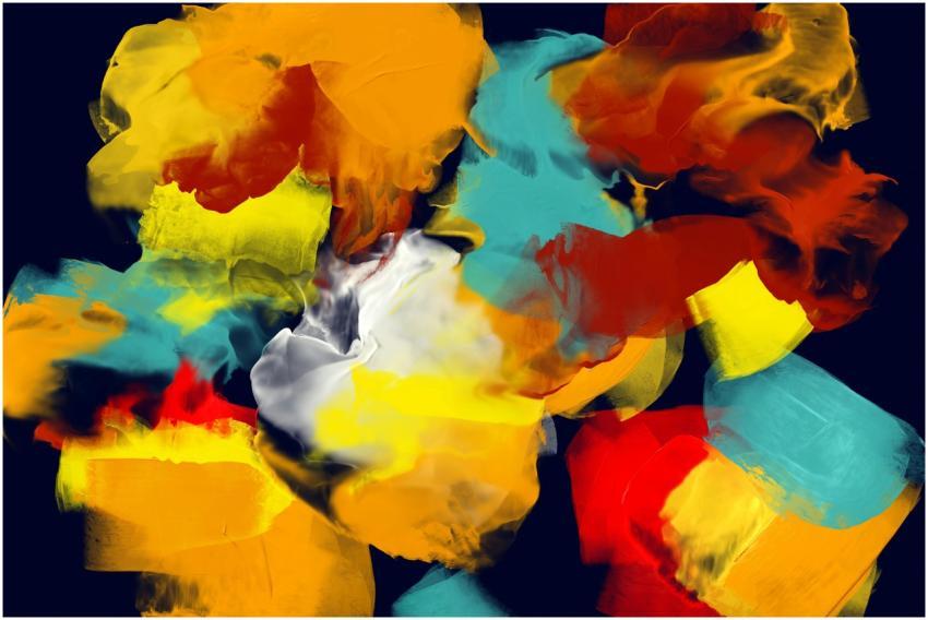 Vibrant abstract painting with dynamic colorful br