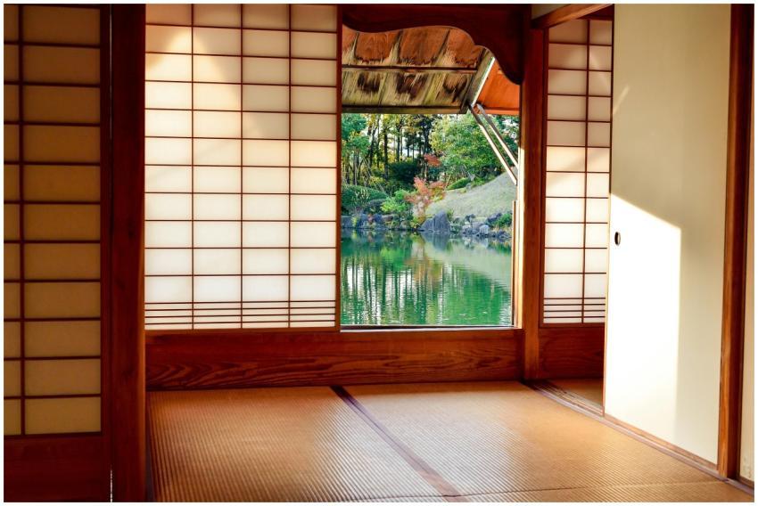 Traditional Japanese room with shoji screens and a