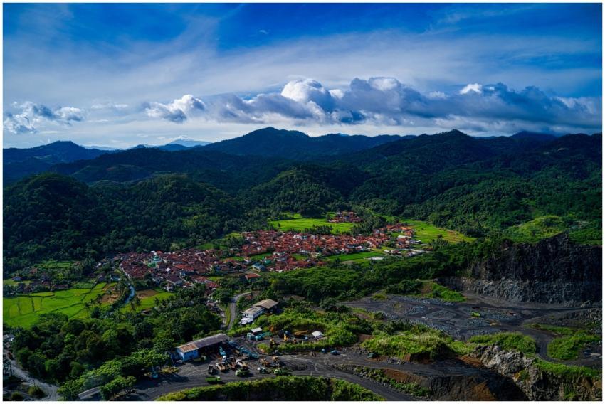 A stunning aerial view of Cigudeg village amidst l