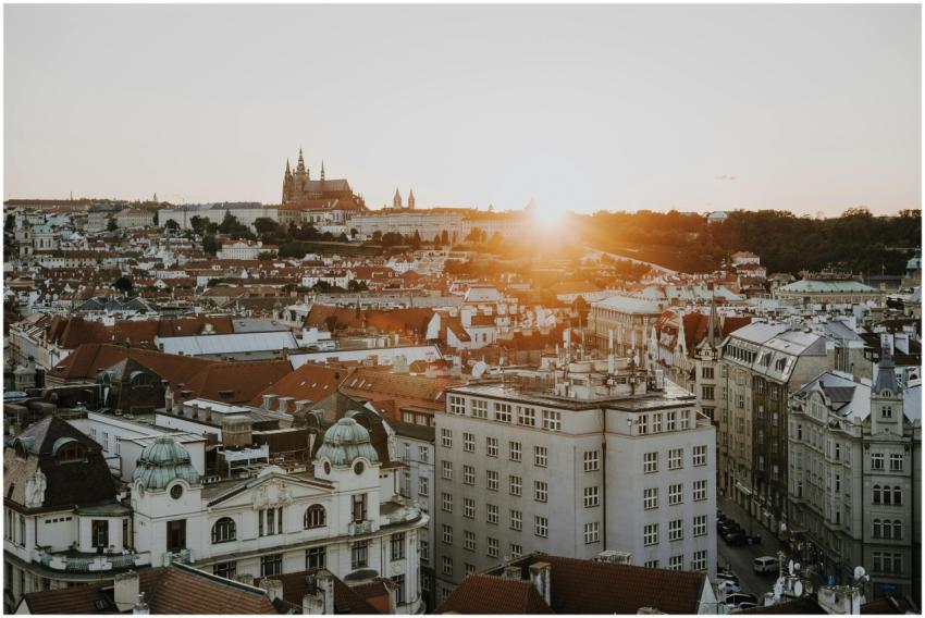 Stunning view of Prague at sunset, highlighting th