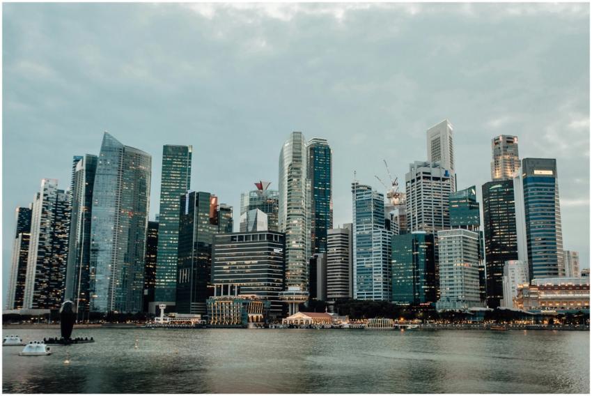 Dramatic view of Singapore's modern skyline from M