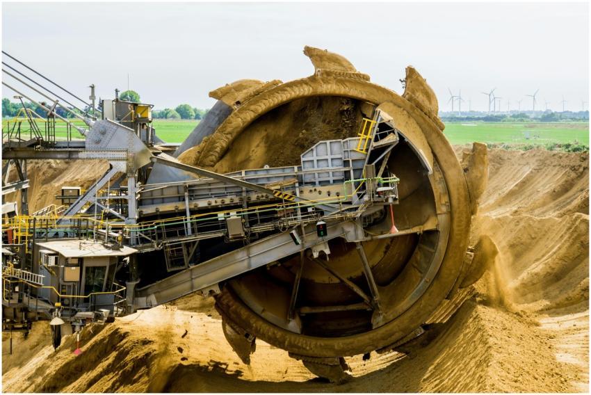 A large bucket wheel excavator working in an open