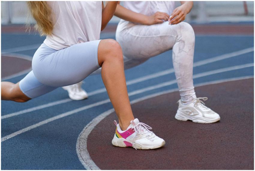 Side view of unrecognizable female athletes in spo