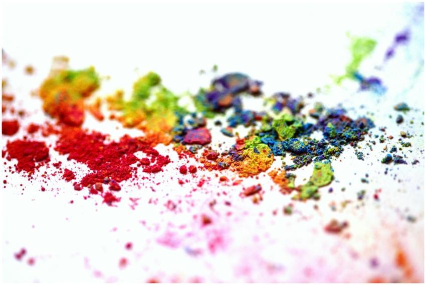 Close-up of colorful crushed powder creating an ab