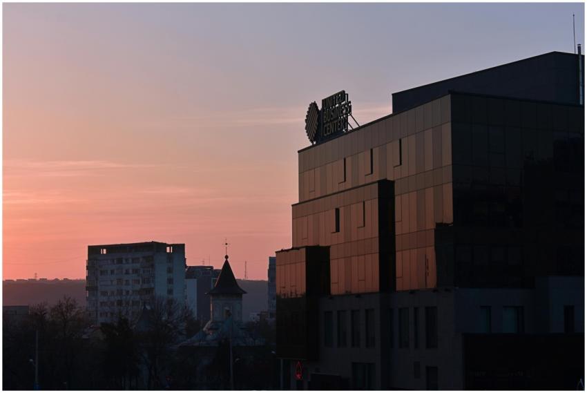 A cityscape view of Iași, Romania, showcasing silh