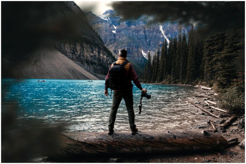 Photographer at Moraine Lake in Banff National Par
