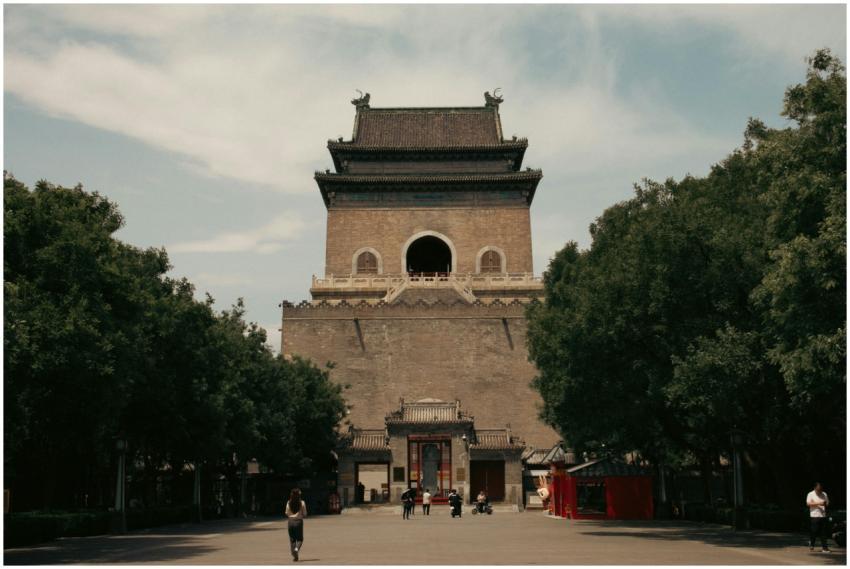 A scenic view of the historic Bell Tower in Beijin