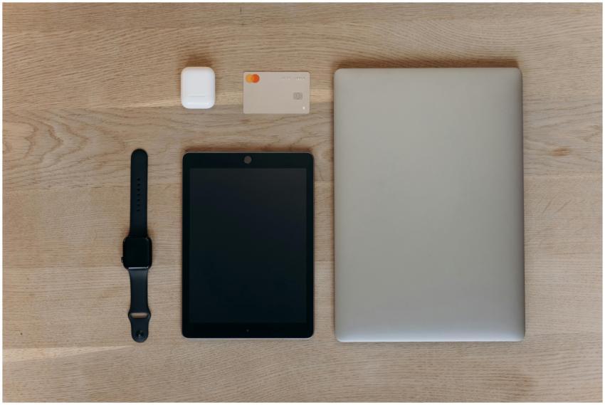 Stylish arrangement of digital devices and accesso