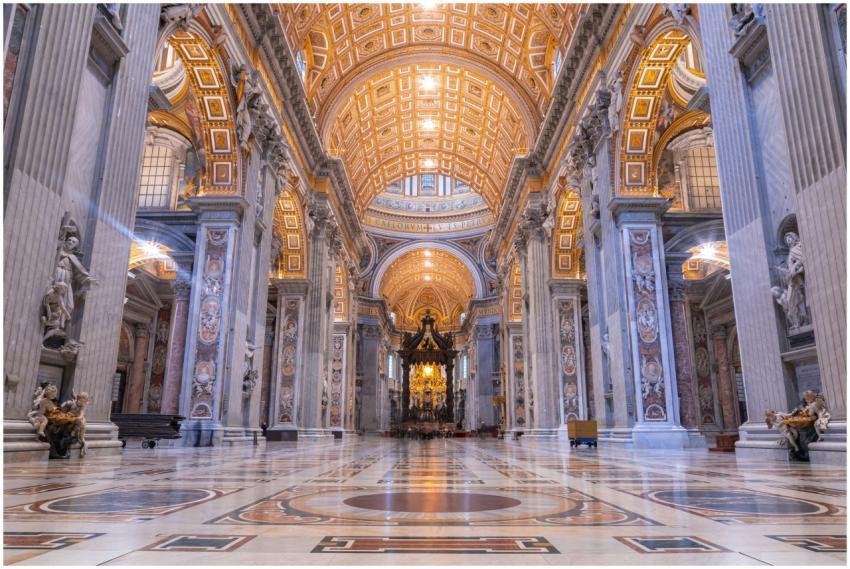 Explore the grand architecture of St. Peter's Basi