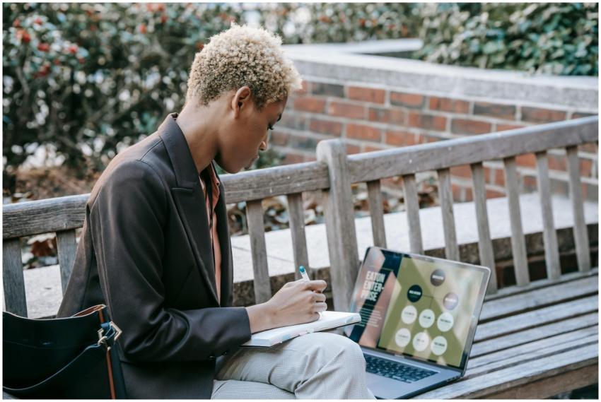 High angle side view of focused African American f
