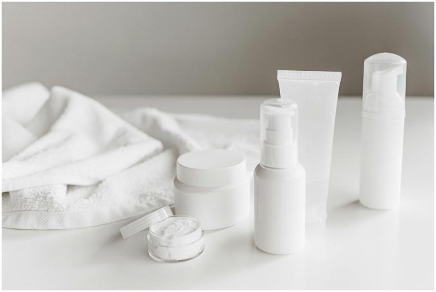 Clean and stylish display of skincare products on