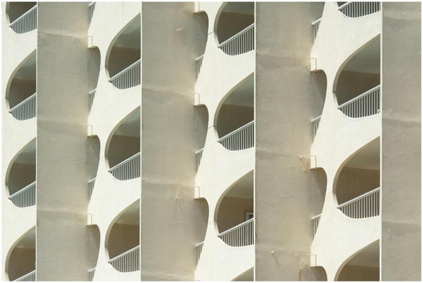 Abstract facade view of a modern building in La Gr