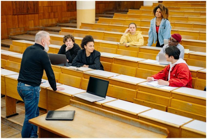Students actively listening and engaging in a univ