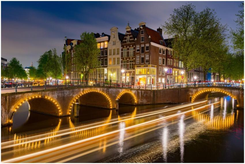 Captivating long exposure of illuminated Amsterdam