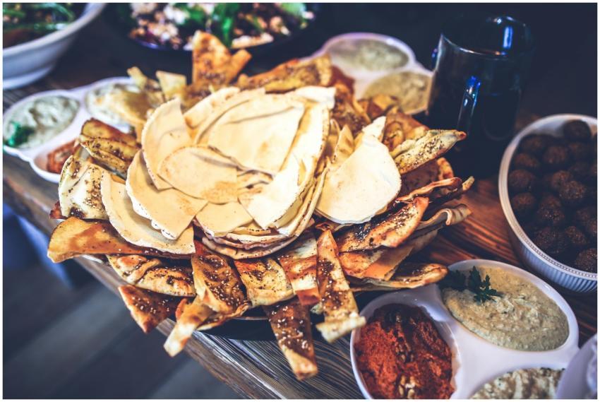 Delicious Middle Eastern mezze platter featuring a