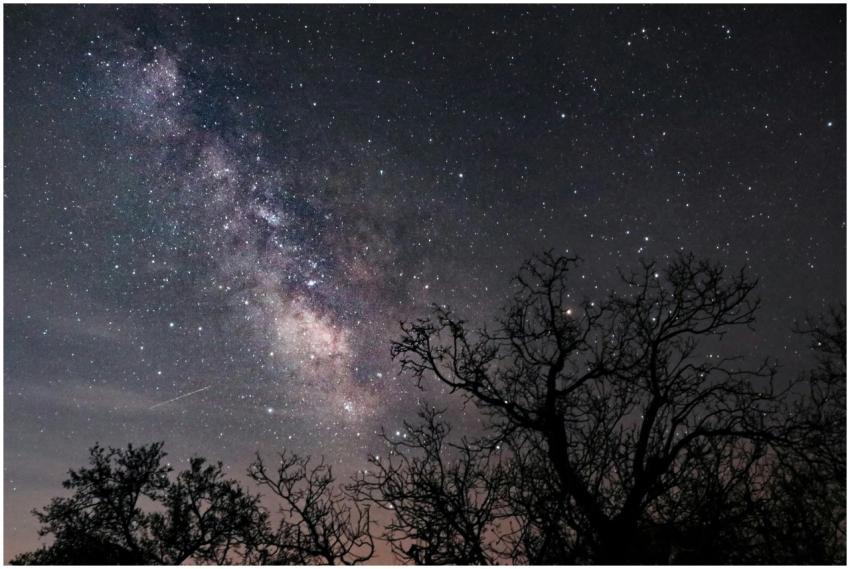 A breathtaking view of the Milky Way with silhouet